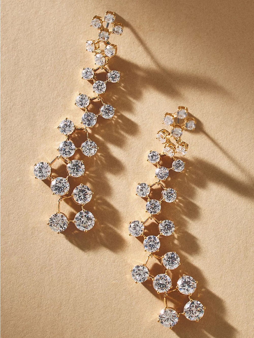 NADRI Halle Graduated Crystal Drop Earrings white gold plated